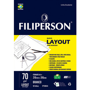 Bloco Filipinho Escolar Layout c/ Margem Branco 70g/m² (A4+) 50 folhas - FP00635