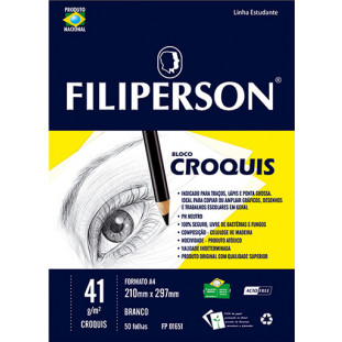 Bloco Croquis Branco A4 41g/m² 50 Folhas - FP00675