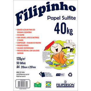 Filipinho Sulfite A4 (50fls - Branco) 40kg 120g/m² - FP01435