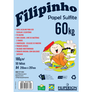 Filipinho Sulfite A4 (50fls - Azul) 60kg 180g/m² - FP04809