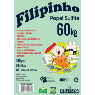 Filipinho Sulfite A4 (50fls - Verde) 60kg 180g/m² - FP04810