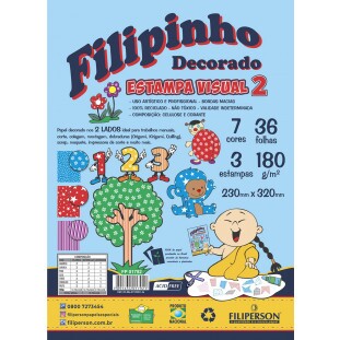 Filipinho Decorado Estampa Visual 2 - 180g/m² - 07 Cores - 36fls. - 03 estampas - 230mm x 320mm - FP04759