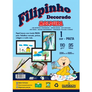 Filipinho Decorado Moldura Preta - 120g/m² - 35fls. - 230mm x 320mm - FP04760