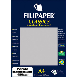 Filipaper CLASSICS PÉROLA PRATA 180g/m² A4 20fls - FP01885