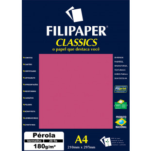 Filipaper CLASSICS PÉROLA VERMELHO 180g/m² A4 20fls - FP01887
