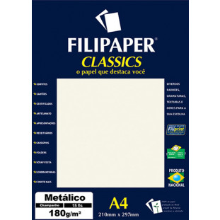 Filipaper CLASSICS METALICO Champanhe 180g/m² A4 15fls - FP01891