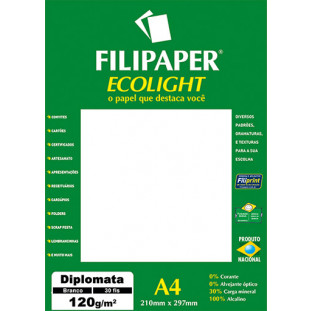 Filipaper ECOLIGHT Diplomata Opaline 120g/m² (30 folhas; branco) A4 FP02077