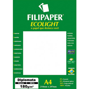 Filipaper ECOLIGHT Diplomata Opaline 180g/m² (20 folhas; branco natural) A4 FP02078