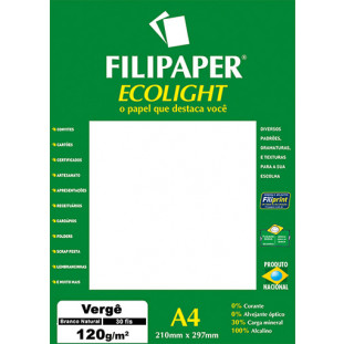 Filipaper ECOLIGHT Vergê 120g/m² (30 folhas; branco natural) A4 FP02084