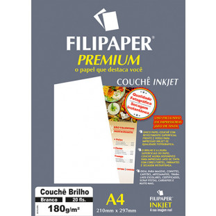 Filipaper Couchê Premium 180g/m² (20 folhas; branco) A4 - FP02504