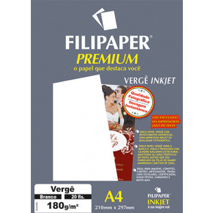 Filipaper Vergê Premium 180g/m² (20 folhas; branco) A4 - FP02507