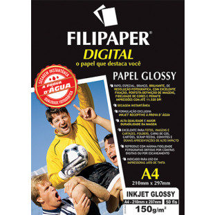 Filipaper InkJet Glossy 150g/m² (50 folhas; branco) A4 - FP02553