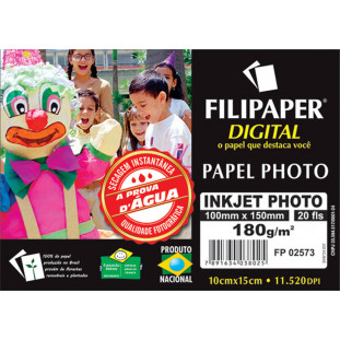 Filipaper InkJet Photo 180g/m² (20 folhas; branco) 10x15cm - FP02573