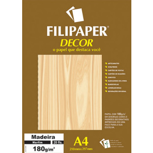 Filipaper DECOR Madeira Marfim - 180g/m² A4 (21cm x 29,7cm) - 20fls - FP02622
