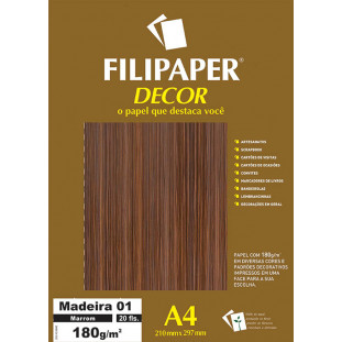 Filipaper DECOR Madeira Marrom 01 - 180g/m² A4 (21cm x 29,7cm) - 20fls - FP02625