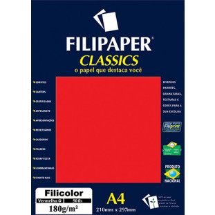 Filipaper Filicolor 180g/m² (50 folhas; vermelho) A4 - FP03414