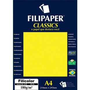 Filipaper Filicolor 180g/m² (50 folhas; amarelo) A4 - FP03415