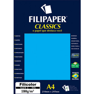 Filipaper Filicolor 180g/m² (50 folhas; azul ) A4 - FP03416