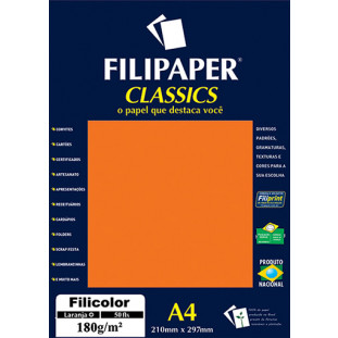 Filipaper Filicolor 180g/m² (50 folhas; laranja) A4 - FP03417