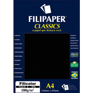 Filipaper Filicolor 180g/m² (50 folhas; preto) A4 - FP03418