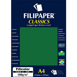 Filipaper Filicolor 180g/m² (50 folhas; verde) A4 - FP03445