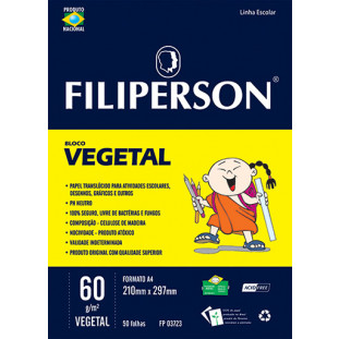 Bloco Filipinho Escolar Vegetal 60g/m² 50 Folhas - FP00636