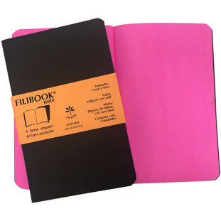 Filibook Note Café 80gm² miolo Rosa LUMI (P) 14cm X 9cm - Conjunto c/ 02 unids. - FP00706