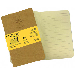 Filibook Note Planner 80gm² capa kraft, miolo Marfim (P) 14cm X 9cm - Conjunto c/ 02 unids. - FP04800