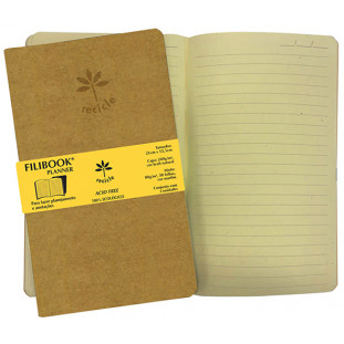 Filibook Note Planner 80gm² capa kraft, miolo Marfim (M) 21cm X 12,5cm - Conjunto c/ 02 unids. - FP00749