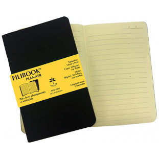 Filibook Note Planner 80gm² capa preto, miolo Marfim (P) 14cm X 9cm - Conjunto c/ 02 unids. - FP04802