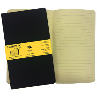 Filibook Note Planner 80gm² capa preto, miolo Marfim (M) 21cm X 12,5cm - Conjunto c/ 02 unids. - FP04803