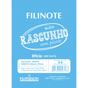 Filinote Rascunho com picote ofício e capa azul, miolo branco com 100 folhas 60gm² 200x275mm, pacote com 10 unidades - FP04713