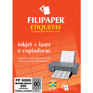FP 6089 Filipaper Etiqueta 16,93x44,45 mm - 60 etiquetas por folha Carta 10 fls FP04429