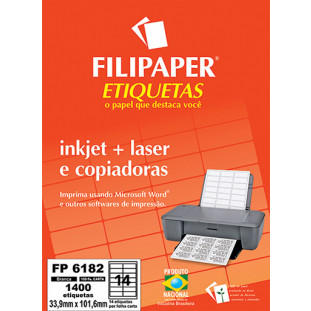 FP 6182 Filipaper Etiqueta 33,9x101,6 mm - 14 etiquetas por folha Carta 100 fls FP04408