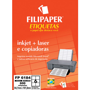 FP 6184 Filipaper Etiqueta 84,67x101,6 mm - 6 etiquetas por folha Carta 100 fls FP04410