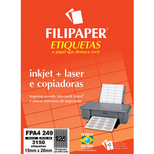 FP A4249 Filipaper Etiqueta 15X26 mm - 126 etiquetas por folha A4 25 fls - FP04451