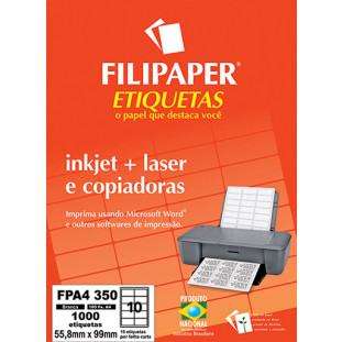 FP A4350 Filipaper Etiqueta 55,8x99 mm - 10 etiquetas por folha A4 100 fls - FP04438