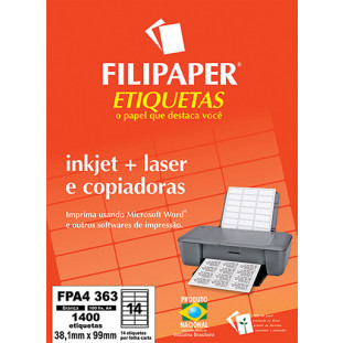 FP A4363 Filipaper Etiqueta 38,1x99 mm - 14 etiquetas por folha A4 100 fls - FP04446
