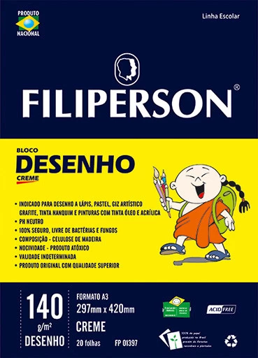 Bloco Filipinho Escolar Desenho Creme 140g/m² (A3) 20 folhas - FP00628
