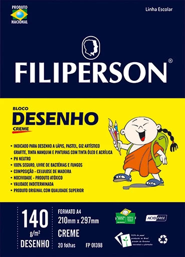 Bloco Filipinho Escolar Desenho Creme 140g/m² (A4) 20 folhas - FP00629