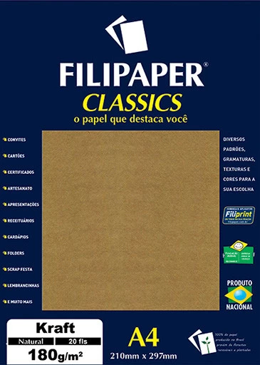 Filipaper Kraft 180g/m² (20 folhas; Natural) A4 - FP01507