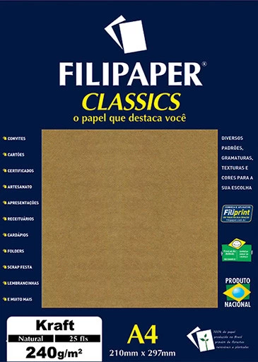 Filipaper Kraft 240g/m² (25 folhas; Natural) A4 - FP00990