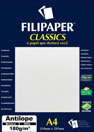 Filipaper Antílope 180g/m² (50 folhas; branco) A4 - FP00993