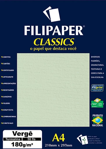 Filipaper Vergê 180g/m² (50 folhas; turmalina) A4 - FP00996