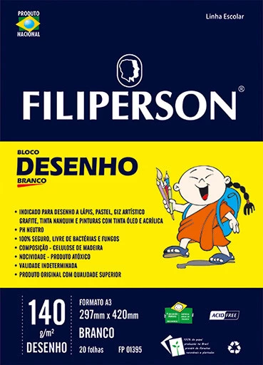 Bloco Filipinho Escolar Desenho Branco 140g/m² (A3) 20 folhas - FP00626