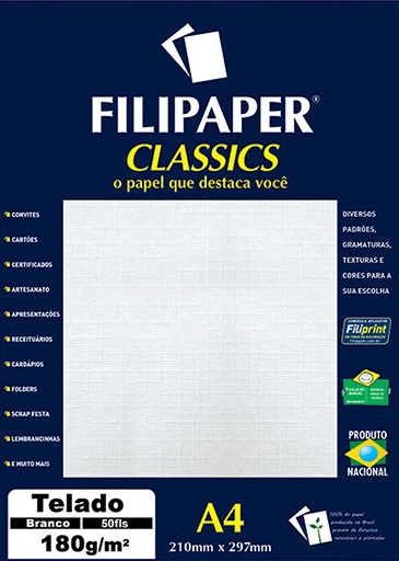 Filipaper Telado 180g/m² (50 folhas; branco) A4 - FP01615