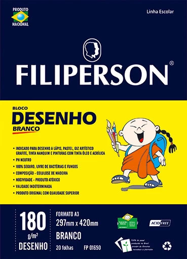 Bloco Desenho Branco A3 180g/m² 20 Folhas - FP00674