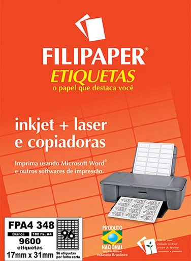 FP A4348 Filipaper Etiqueta 17x31 mm - 96 etiquetas por folha A4 100 fls - FP04436