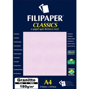 Filipaper Granitto 180g/m² (50 folhas; rosa) A4 - FP00963