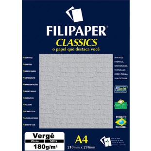 Filipaper Vergê 180g/m² (50 folhas; cinza) A4 - FP00979